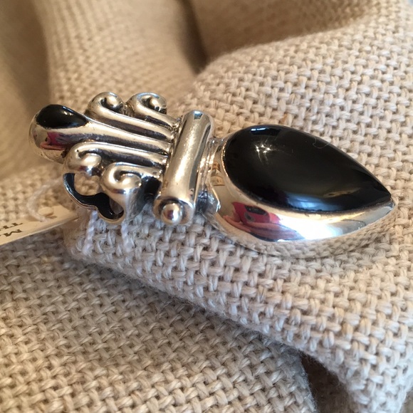 Sterling Silver Black Tear Drop Enhancer Pendant - Picture 5 of 11